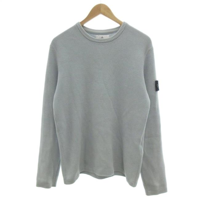 【中古】ストーンアイランド STONE ISLAND コットンニット セーター リブ編み クルーネック M 水色 ライトブルー