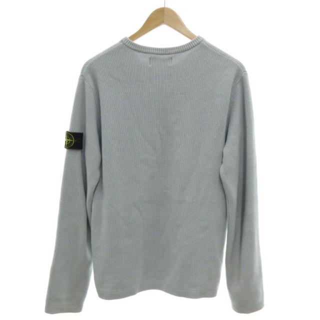 【中古】ストーンアイランド STONE ISLAND コットンニット セーター リブ編み クルーネック M 水色 ライトブルー_1