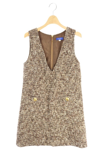 中古 ブルーレーベルクレストブリッジ 17aw ワンピース ツイード ノースリーブ ミニ Vネック 36 茶 Os レディースの通販はau Pay マーケット ブランド古着のベクトル