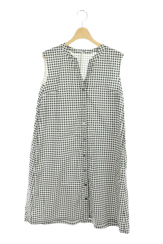 中古 23区 オンワード樫山 Ratti ワンピース ひざ丈 ギンガムチェック ノースリーブ 38 白 黒 Kn Os レディースの通販はau Wowma ブランド古着のベクトル