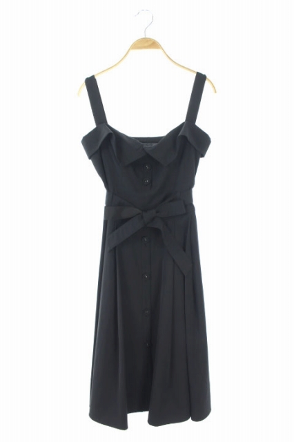 中古 フォクシーニューヨーク ワンピース ひざ丈 キャミソール フレア フロントボタン ベルト付き 40 黒 278の通販はau Pay マーケット ブランド古着のベクトル