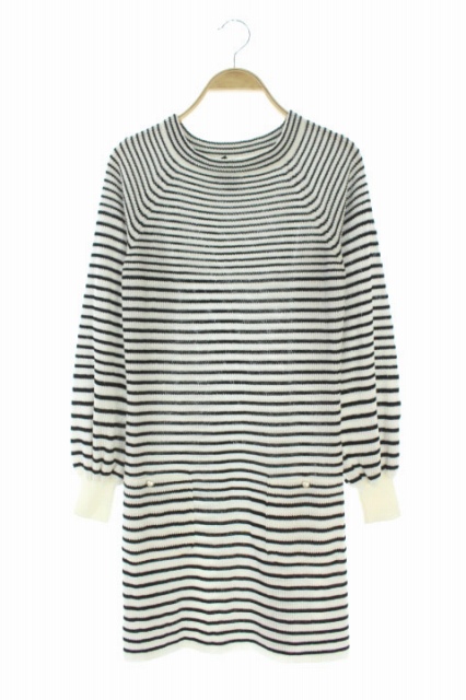 中古 シャネル Chanel ワンピース サマーニット 長袖 台形 ミニ ボーダー 34 白 黒 R69 17p Os レディースの通販はau Pay マーケット ブランド古着のベクトル