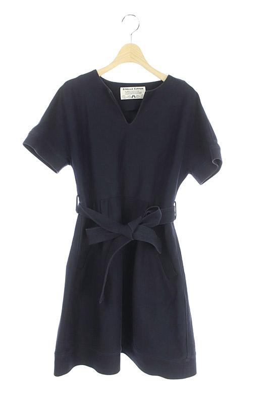 中古 ステラシフォン Stella Ciffon ワンピース 膝丈 半袖 ベルト付 36 紺 My Os レディースの通販はau Pay マーケット ブランド古着のベクトル