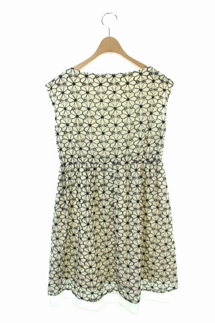 中古 ボンメルスリー Bon Mercerie ワンピース 膝丈 ノースリーブ 花柄 刺繍 切替 36 ベージュ 黒 Os レディースの通販はau Pay マーケット ブランド古着のベクトル