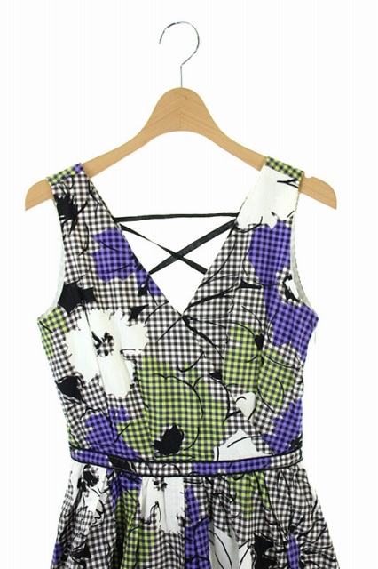 中古 リリーブラウン Lily Brown ワンピース フレア チェック ミニ ノースリーブ 1 紫 緑 茶 Kn Os レディースの通販はau Wowma ブランド古着のベクトル