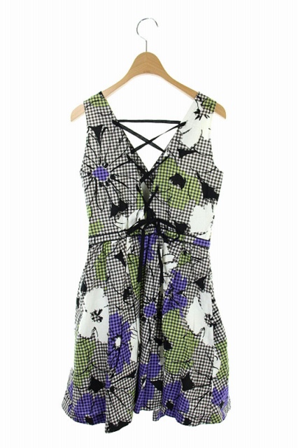 中古 リリーブラウン Lily Brown ワンピース フレア チェック ミニ ノースリーブ 1 紫 緑 茶 Kn Os レディースの通販はau Wowma ブランド古着のベクトル