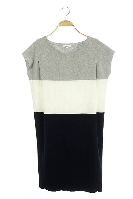 中古 プラステ Plst 18ss ワンピース ニット 配色デザイン ひざ丈 フレンチスリーブ S グレー 白 紺 レディースの通販はau Pay マーケット ブランド古着のベクトル