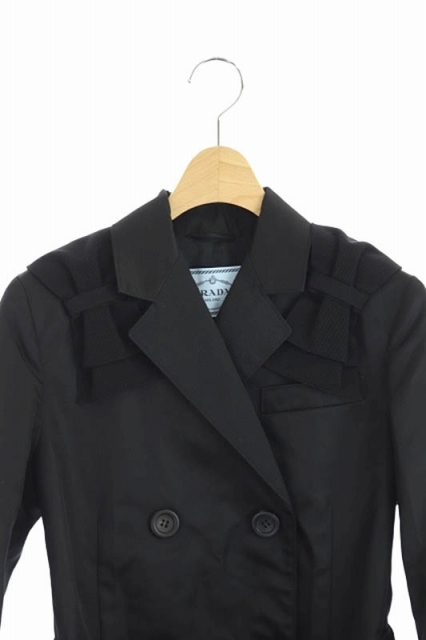 中古 プラダ Prada トレンチコート ロング ナイロン リボン ベルト付き 38 黒 Ys Os レディースの通販はau Pay マーケット ブランド古着のベクトル