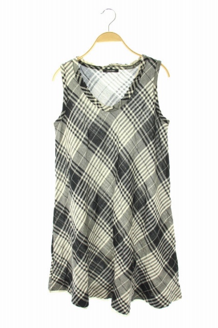 中古 パドカレ Pas De Calais ワンピース チェック柄 リネン混 ひざ丈 ノースリーブ 38 黒 白 ベージュ レディースの通販はau Pay マーケット ブランド古着のベクトル