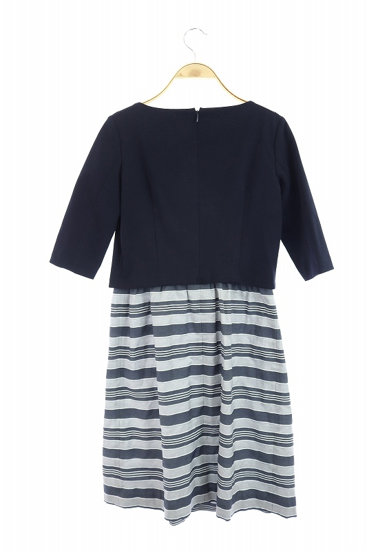 中古 23区 オンワード樫山 ワンピース 切替 ボーダー 半袖 膝丈 32 紺 Ao Os レディースの通販はau Pay マーケット ブランド古着のベクトル