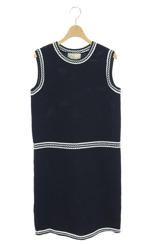 中古 自由区 オンワード樫山 タックジャガードブレーディング ワンピース ニット ノースリーブ ロング 38 紺 Ao Os レディースの通販はau Pay マーケット ブランド古着のベクトル