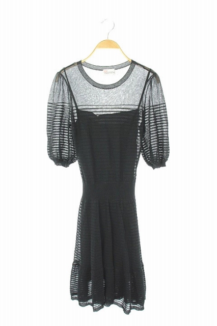 中古 レッド ヴァレンティノ Red Valentino サマーニットワンピース ミニ 五分袖 Xs 黒 ブラック レディースの通販はau Pay マーケット ブランド古着のベクトル