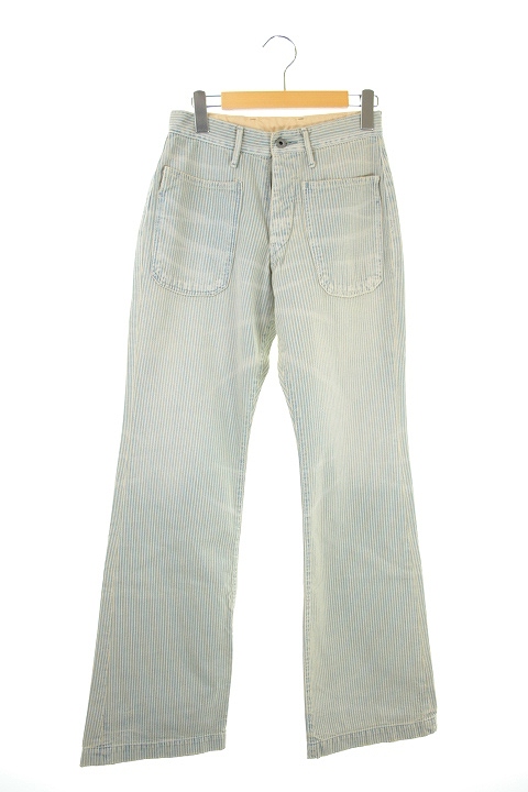 中古 キャピタル Kapital ヒッコリーパンツ ブーツカット ボタンフライ ストライプ 0 青 水色 Ys Os レディースの通販はau Pay マーケット ブランド古着のベクトル