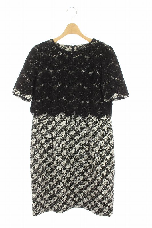 中古 23区 オンワード樫山 レース切替ワンピース 半袖 膝丈 40 黒 白 Ao Os レディースの通販はau Pay マーケット ブランド古着のベクトル