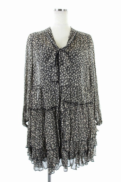 中古 ココディール Coco Deal 小花柄ティアードワンピース 長袖 ミニ リボン 1 黒 ベージュ Aa Os レディースの通販はau Pay マーケット ブランド古着のベクトル