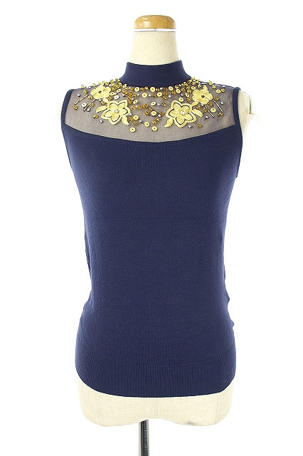 中古 スナイデル Snidel 刺繍ビジュー装飾ノースリーブニット F 紺 Ys Os レディースの通販はau Pay マーケット ブランド古着のベクトル