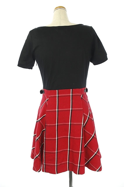 中古 ブルーレーベルクレストブリッジ チェック柄切替ワンピース 半袖 ミニ 34 黒 赤 Ao Os レディースの通販はau Pay マーケット ブランド古着のベクトル