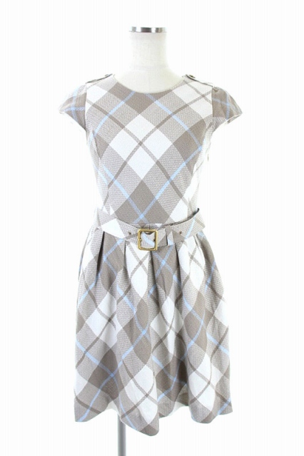 中古 バーバリーブルーレーベル Burberry Blue Label チェック柄ワンピース 36 グレージュ 白 Os レディースの通販はau Pay マーケット ブランド古着のベクトル