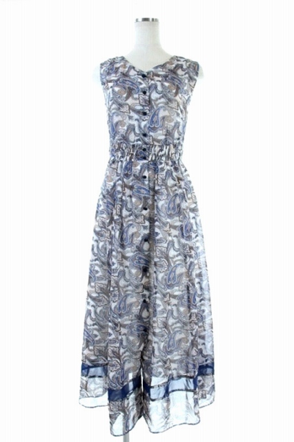 中古 ジャスグリッティー Jusglitty 19ss 配色ペイズリーワンピース ノースリーブ ロング 2 白 茶 青 レディースの通販はau Pay マーケット ブランド古着のベクトル