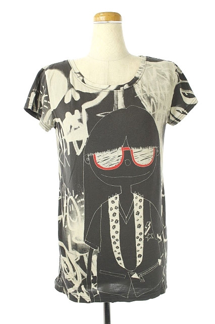 中古 マークバイマークジェイコブス Marc By Marc Jacobs プリントtシャツ 半袖 4 グレー Ao Os レディースの通販はau Pay マーケット ブランド古着のベクトル