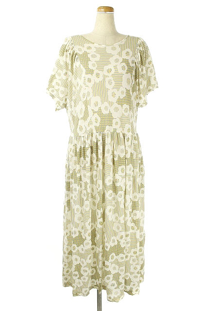 中古 ミナペルホネン Mina Perhonen 19ss Flower Dance カットソードレスワンピース 38 カーキ オフホワイトの通販はau Pay マーケット ブランド古着のベクトル