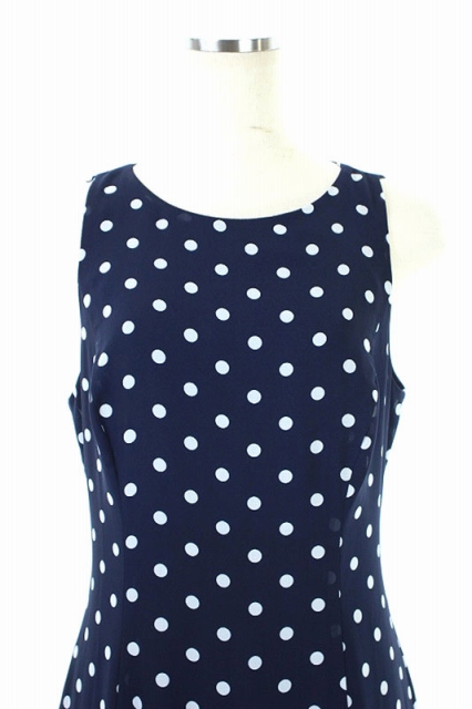中古 ローレンラルフローレン Lauren Ralph Lauren ドット柄ノースリーブワンピース 膝丈 シフォン 水玉 4 紺 白の通販はau Pay マーケット ブランド古着のベクトル