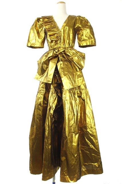 中古 Stella Mccartney フリルデザインドレスワンピース ロング マキシ丈 半袖 リボン 36 ゴールド レディースの通販はau Pay マーケット ブランド古着のベクトル