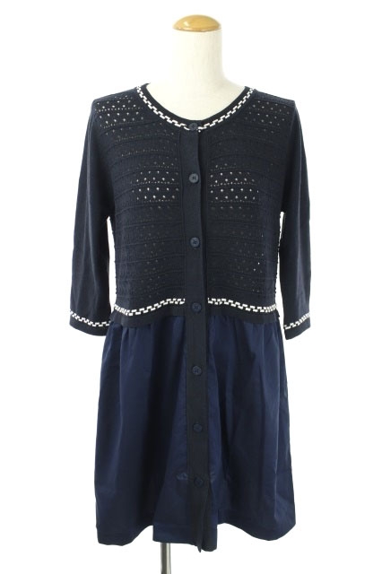 中古 ギャラリービスコンティ ニット 布帛切替えチュニック ワンピース ドッキング ミニ 七分袖 2 紺 レディースの通販はau Pay マーケット ブランド古着のベクトル