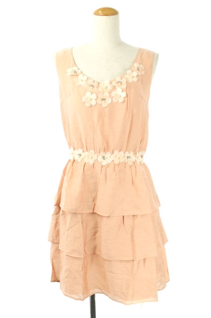 中古 チェスティ Chesty ノースリーブフラワーティアードワンピース ミニ パールビジュー装飾 0 ピンク レディースの通販はau Pay マーケット ブランド古着のベクトル