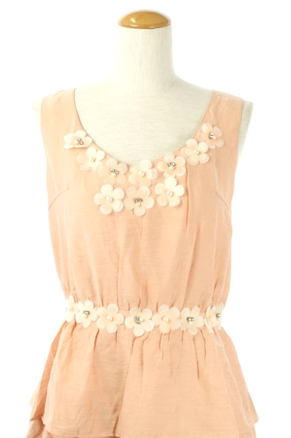 中古 チェスティ Chesty ノースリーブフラワーティアードワンピース ミニ パールビジュー装飾 0 ピンク レディースの通販はau Pay マーケット ブランド古着のベクトル