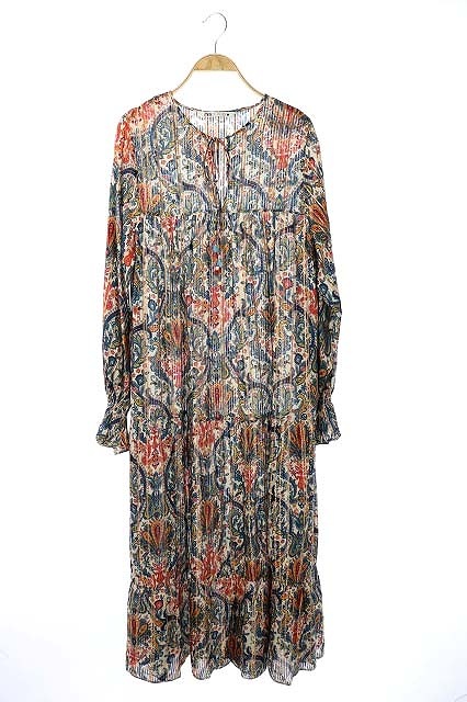 中古 ザラ Zara 総柄 ワンピース フレア ロング マキシ ボウタイ 長袖 Usa S アイボリー 青 マルチカラーの通販はau Pay マーケット ブランド古着のベクトル