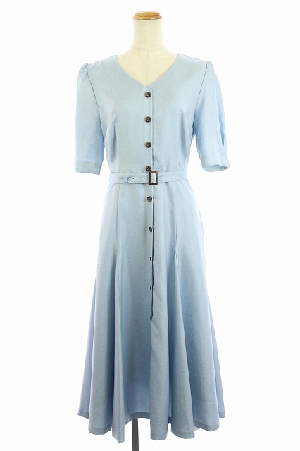 中古 アプワイザーリッシェ Apuweiser Riche aw フロントボタンワンピース ロング ベルト付き 五分袖 2 水色 の通販はau Pay マーケット ブランド古着のベクトル