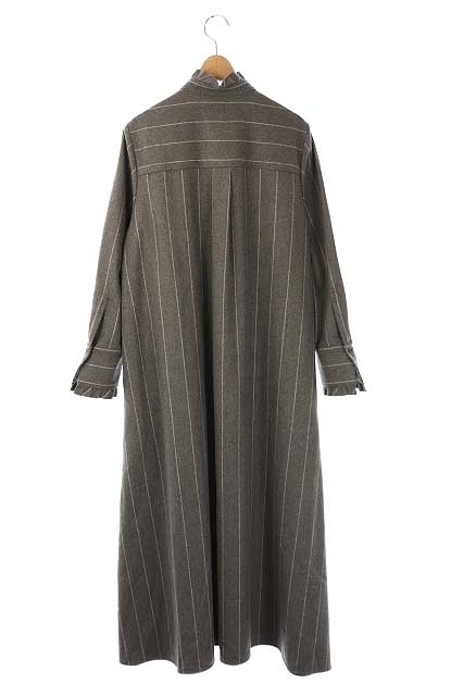 中古 エブール Ebure ウール ストライプ ワンピース シャツ 長袖 スタンドカラー 比翼ボタン フレア 38 グレー 白の通販はau Pay マーケット ブランド古着のベクトル