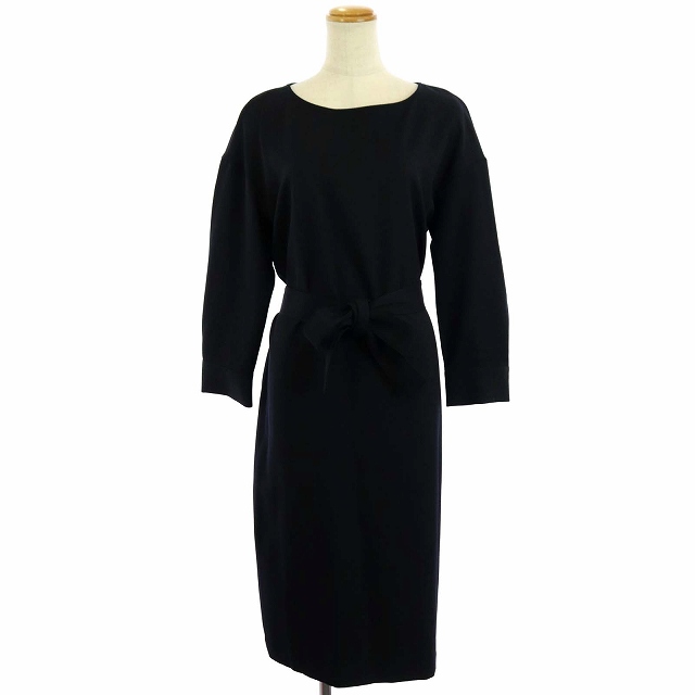 中古 アンタイトル 七分袖 ワンピース 長袖 台形 膝丈 ベルトリボン クルーネック 大きいサイズ 4 紺 ネイビーの通販はau Pay マーケット ブランド古着のベクトル