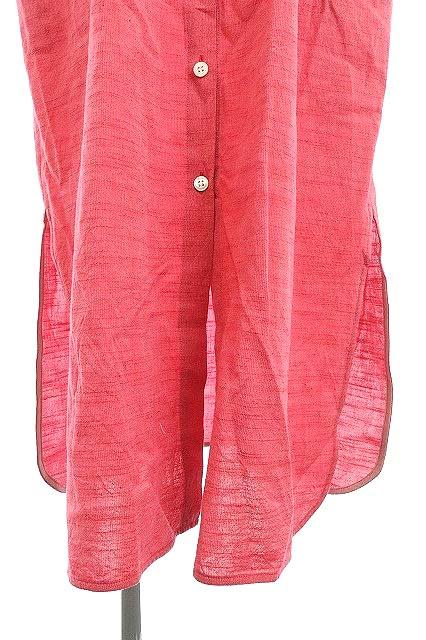 中古 未使用品 アダムエロペ ss 会津木綿 カフタンガウン 半袖 ワンピース シャツ ロング F 赤 Osの通販はau Pay マーケット ブランド古着のベクトル