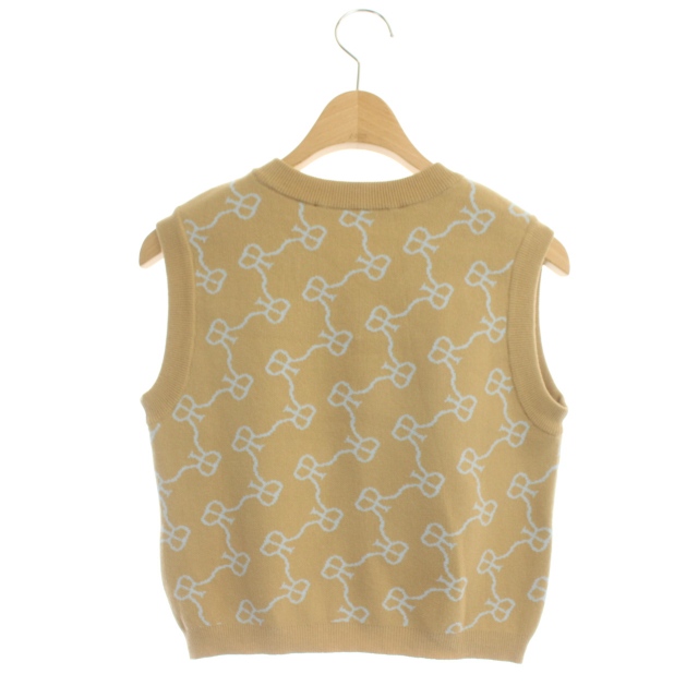 【中古】ロック rokh 22SS Knit Vest ニットベスト プルオーバー Vネック コンパクト S ベージュ 水色 ライトブルー｜au  PAY マーケット