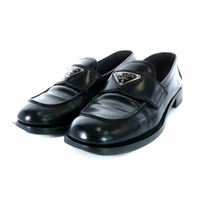 中古】プラダ PRADA トライアングルロゴ ローファー レザー 36.5 23.5