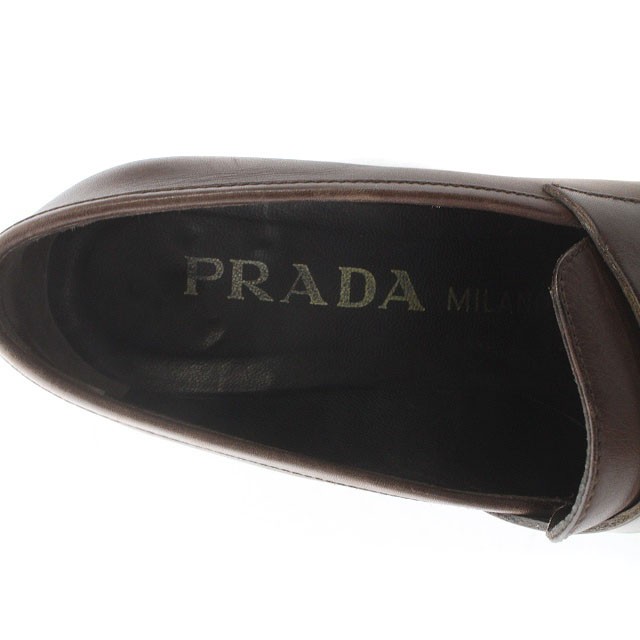 【中古】プラダ PRADA ローファー レザー チャンキーヒール 36.5 22.5cm 茶色 ブラウン /SR12 レディース｜au PAY  マーケット