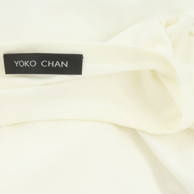 【中古】ヨーコチャン YOKO CHAN フロントギャザー ハーフスリーブ プルオーバー カットソー 切替 半袖 36 白｜au PAY マーケット