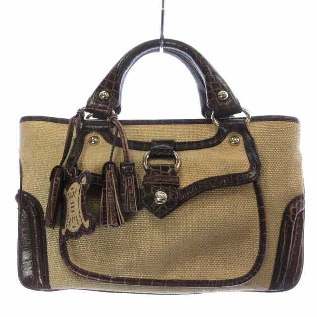 中古】セリーヌ CELINE ブギーバッグ ハンドバッグ ストロー 型押し