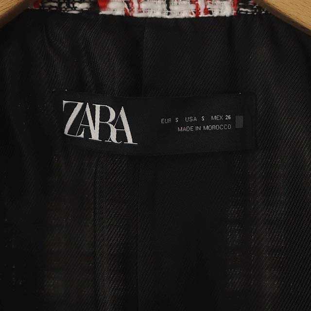 中古】ザラ ZARA ダブル ツイードジャケット テーラード ミドル丈 金