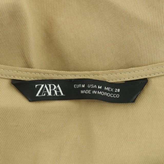 中古】ザラ ZARA Vネック半袖ワンピース ミニ 前開き タック リボン