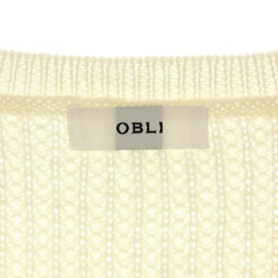 【中古】オブリ OBLI ワッフルショートニット セーター 長袖 スクエアネック ウール オフホワイト ■OS レディース|au PAY マーケット