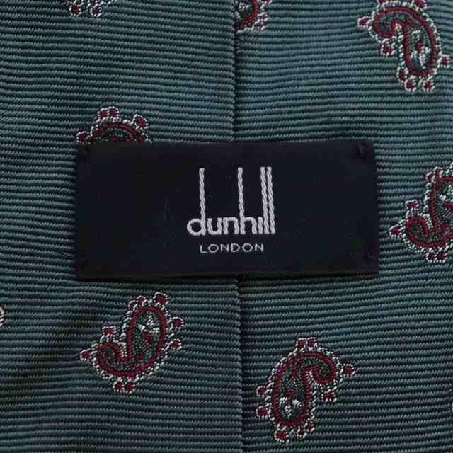 中古】ダンヒル dunhill ネクタイ ペイズリー柄 シルク 緑 グリーン