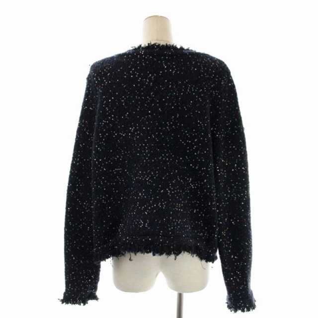 中古】ザラ ZARA KNIT フリンジ ノーカラージャケット ニット