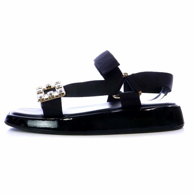 中古】ロジェヴィヴィエ ROGER VIVIER 22SS トレッキー スライドサンダル スクエアトゥ ベルクロ ビジュー 37 黒の通販はau  PAY マーケット ブランド古着のベクトル au PAY マーケット－通販サイト