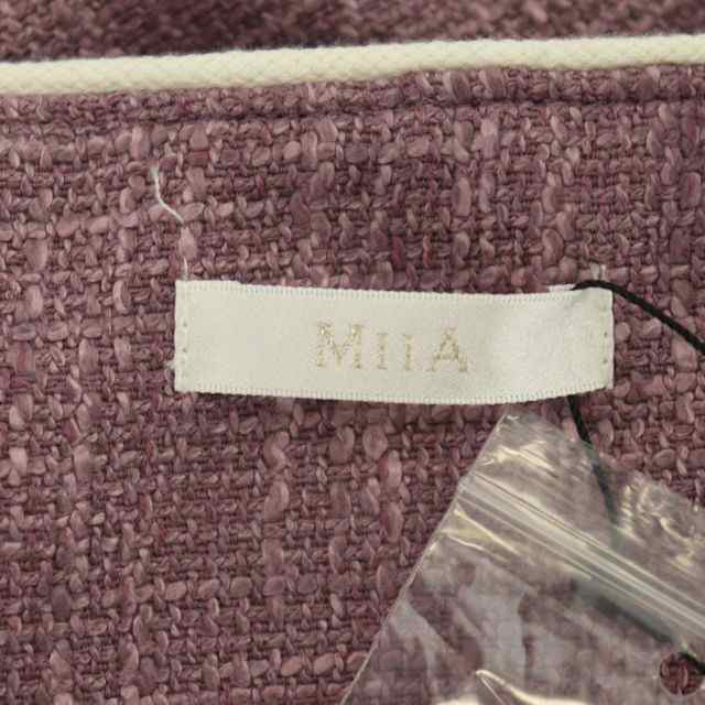 中古】ミーア MIIA ノースリーブワンピース ツイード ミニ F 紫 白