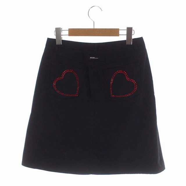 中古】モスキーノ MOSCHINO ラインストーンスカート ミニ 台形  