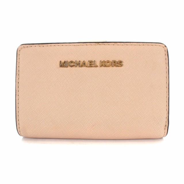 あり札入れ美品 マイケルコース モノグラム 二つ折り財布 レザー レディース Michael Kors 【1-0122615】