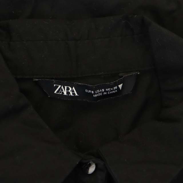 中古】ザラ ZARA ティアードワンピース ミニ 五分袖 S 黒 ブラック /MF